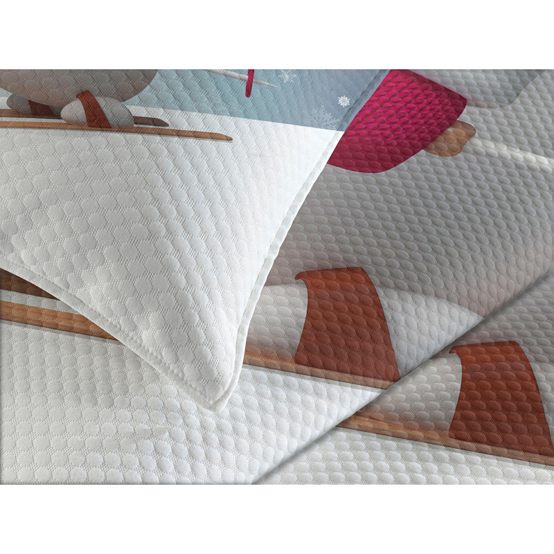 White Queen Snowman Skiing Polyester Bedspread Set