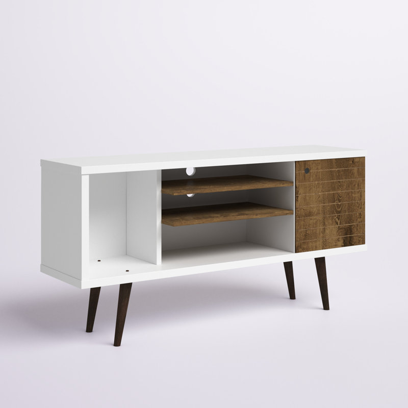 Darryl TV Stand for TVs up to 50", White/Rustic Brown