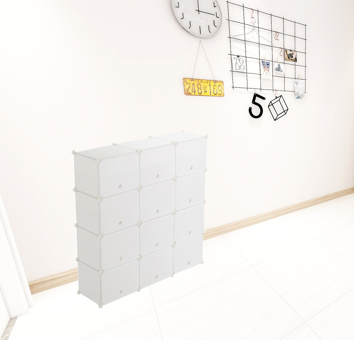 Beige Color Stackable Storage Box/ DIY Modular Cube Storage Cabinet