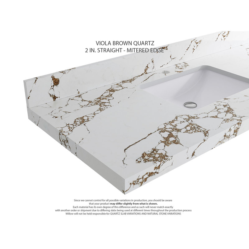 Meuble-lavabo double 84 po avec comptoir en quartz Aberdeen, Gris, Brun Viola