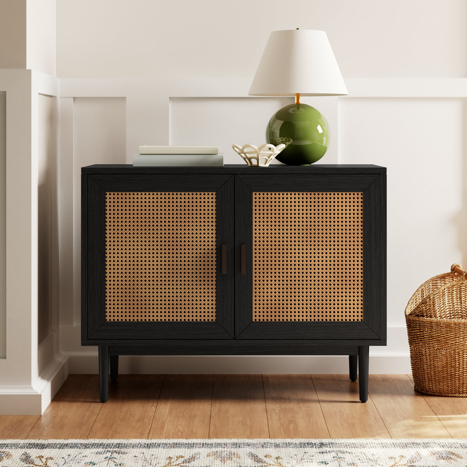 Genie Solid Wood Storage Cabinet, Black