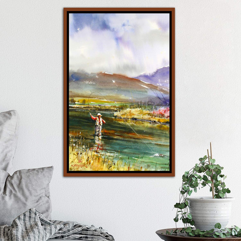 «Pêche II», reproduction d'art encadrée, H 18 po x l 26 po x P 1,5 po, Cadre bois classique