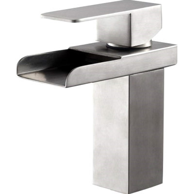Modern Single Handle Bathroom Fitting - Brushed Nickel, Hole Fixture Faucet