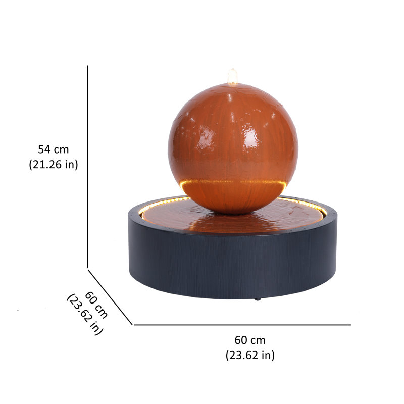 Fontaine boule en métal avec lumière