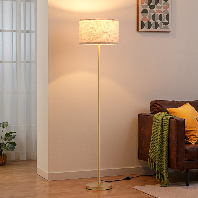 Lampe sur pied standard 63,6 po avec télécommande et ampoule incluse, Doré