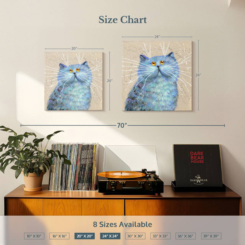 Brampt Blue Kitty, 20" H x 20" W