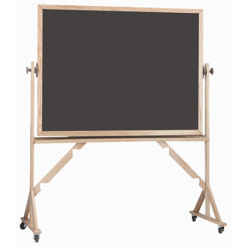 Freestanding Porcelain Reversible Magnetic Medium - 4' - 6' Chalkboard, 4' H x 6' W, Slate