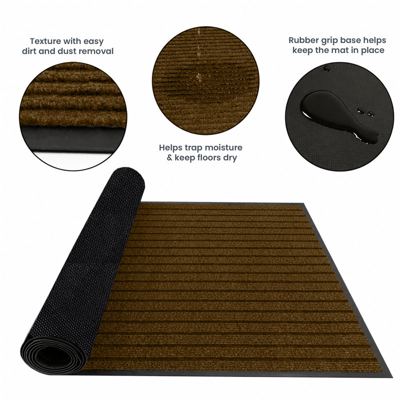 Tamalyn Non-Slip Indoor Doormat , Brown, 80cm W x 150cm L