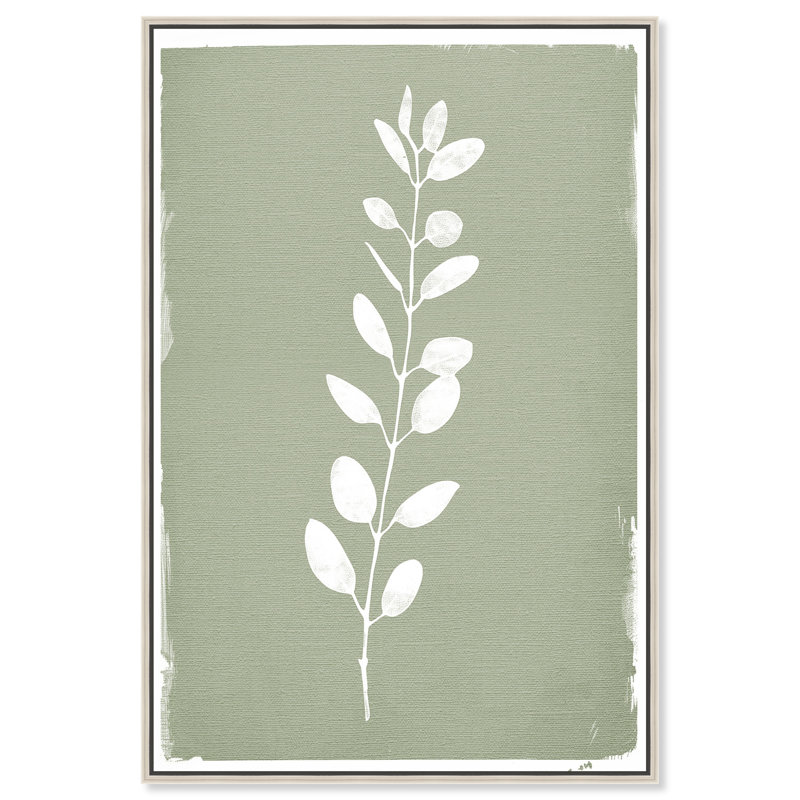 Linen Leaf Screen II Green and White Botanical Canvas Art, 25" x 17"
