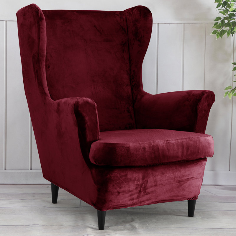 Housse pour fauteuil à coussins en T, Mélange de polyester rouge vin