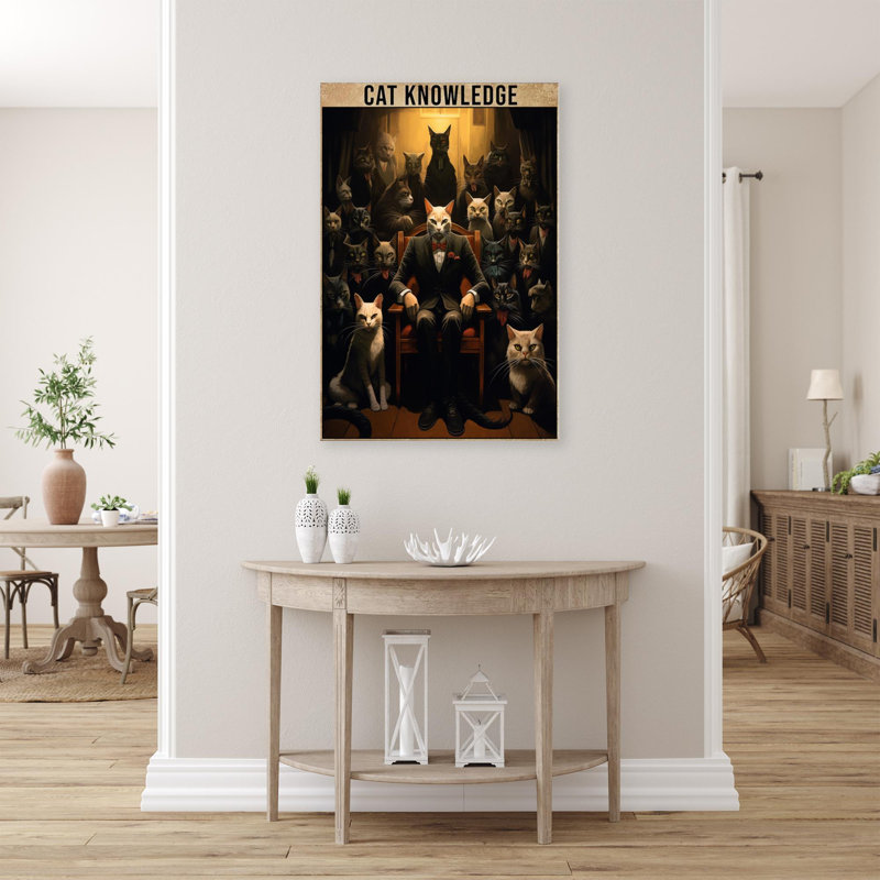 Connaissances de chat - 1 pièce, reproduction d'art graphique sur toile tendue, H 36 po x l 24 po x P 1,25 po