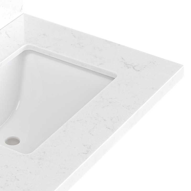 Ariel Kelly 66 Inch Double Rectangular Sink Bathroom Vanity With Carrara Quartz Countertop, Midnight Blue