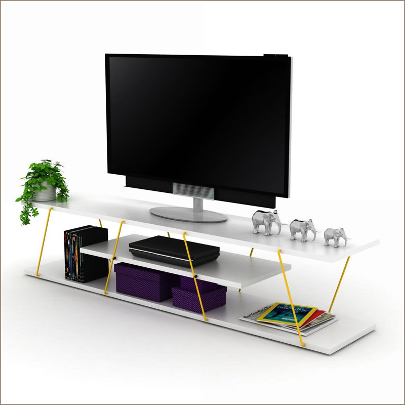 Meuble télé | Meuble télé bas de 56 po FurnisHome Blanc | Gammes de téléviseurs, Blanc / Doré