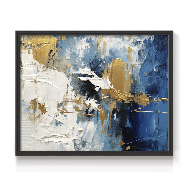 Abstrait, série Cxxviii, reproduction encadrée, H 11 po x l 14 po, Noir, noir, noir, noir