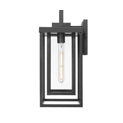 McDonough 18" High 1-Light Outdoor Wall Lantern - Powder Coated Black