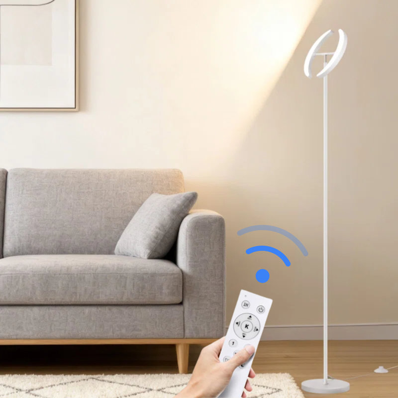 74" Dual Led Floor Lamp With Remote Control, White