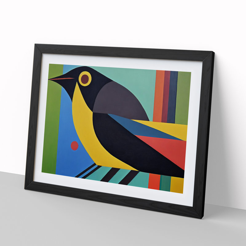 Eye Catching Abstract Bird - Single Picture Frame Painting, Black, 46cm H x 64cm W x 2cm D