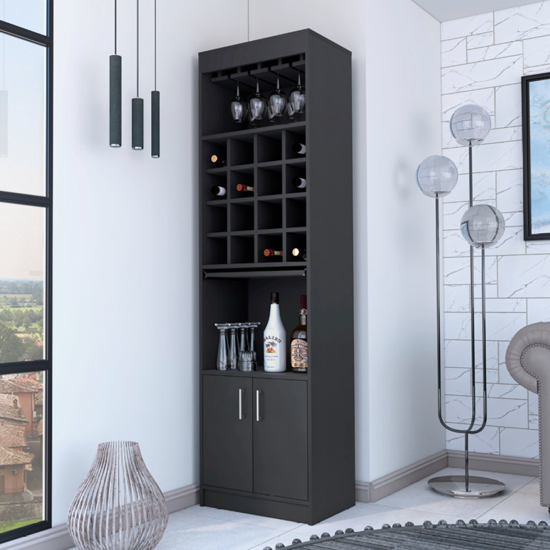 Armoire de bar 16 tablettes Black Wengue, Noir