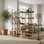 Bibliothèque à cinq niveaux de style industriel avec structure en métal et tablettes en bois pour la maison et le bureau