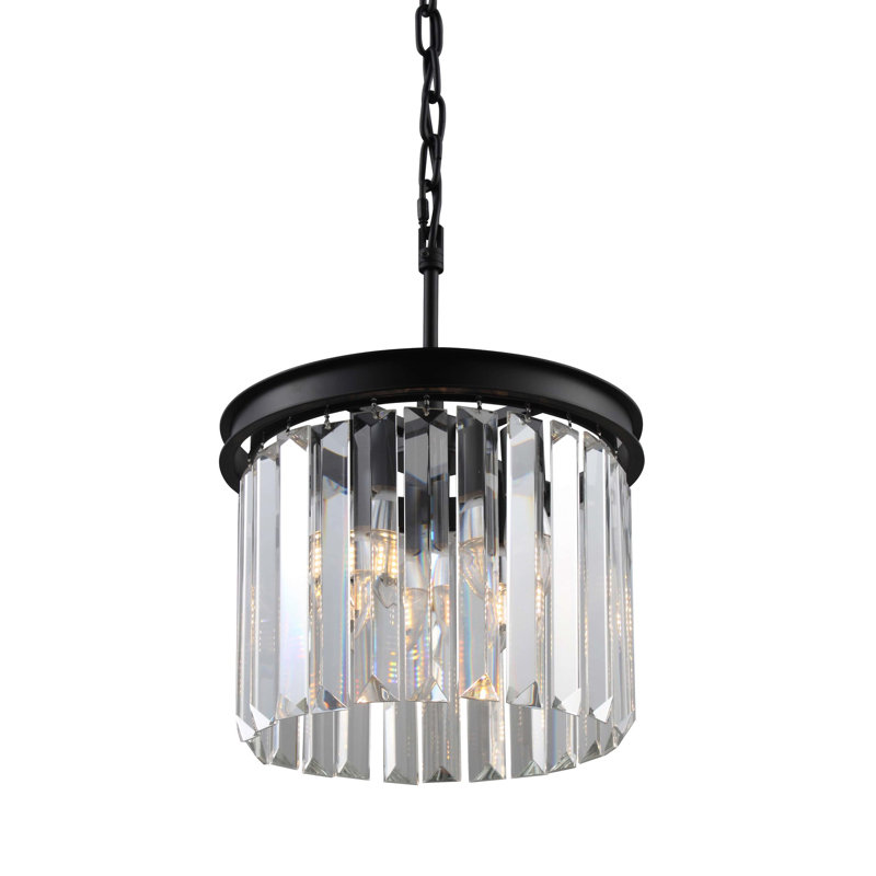 Luminaire suspendu tambour 5 lumières unique Lebron, Encadrement noir mat