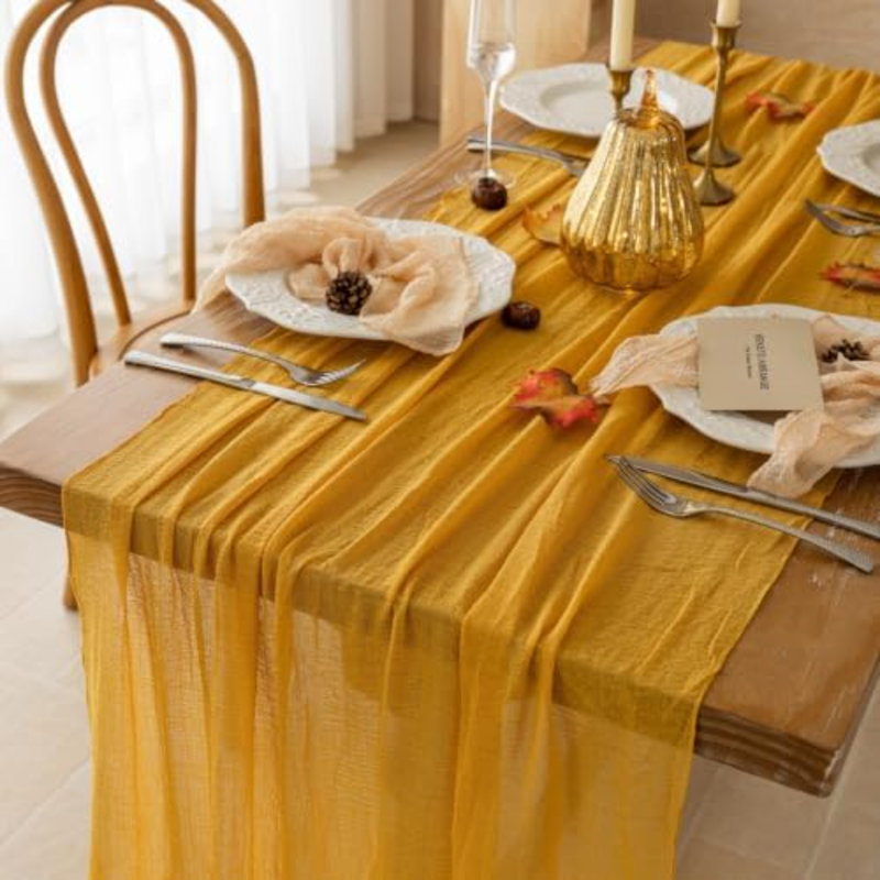 Chemin de table 2 pièces 2 pièces Golden Cheesecloth