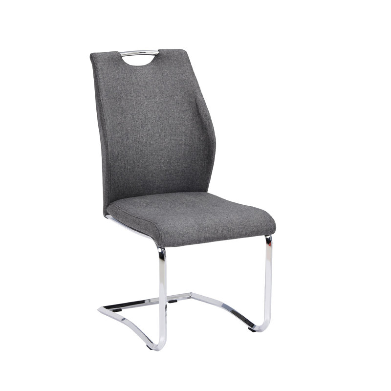 Élégantes chaises de salle à manger grises (2) - Protecteurs de plancher en plastique 2 poignées de chaise en tissu, siège confortable