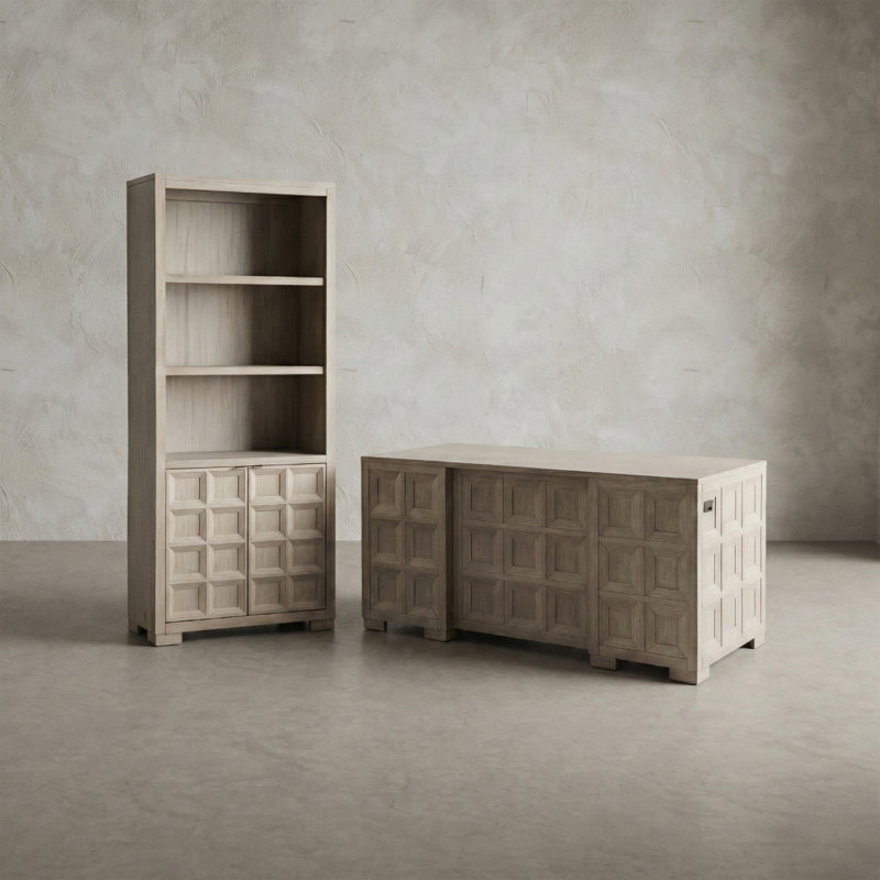 Schell 2-Piece Office Set With Executive Desk And Bookcase