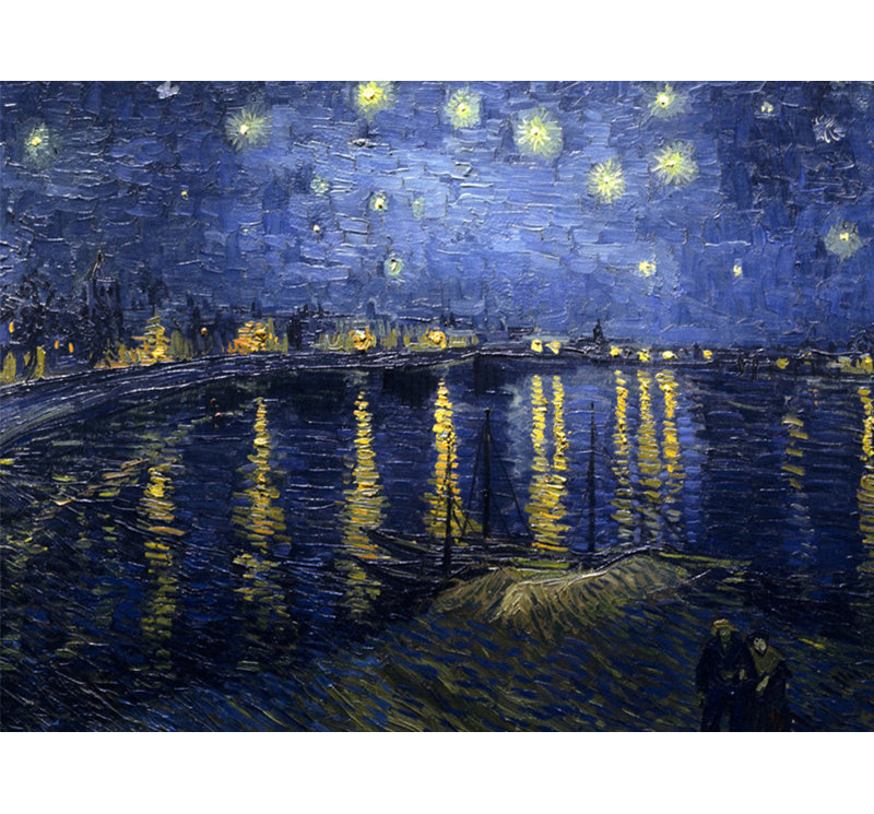 Étoile étoilée au-dessus du rhône, H 36 po x l 48 po