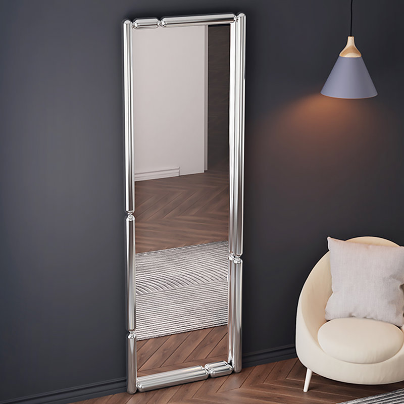 Miroir pleine longueur moderne en acier inoxydable, 66,93 po x 23,62 po