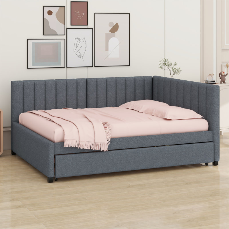 Lit de jour rembourré avec couchette, Gris