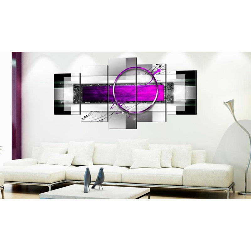 Bordure mauve sur toile, reproduction de 5 pièces, H 20 po x l 40 po x P 0,7 po