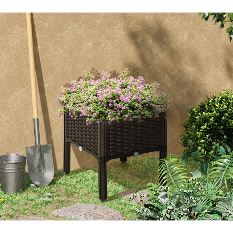 Brown Polypropylene Outdoor Raised Garden Bed with Legs