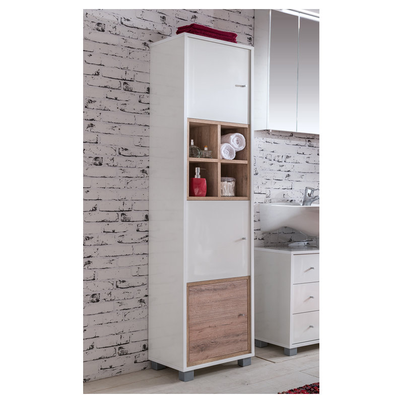 Korpio Bathroom Cabinet, Matte White/Wild Oak