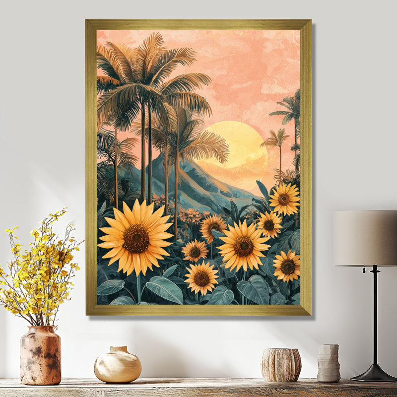 Divesh - impression sur toile florale, H 40 po x l 30 po, Reproduction encadrée d'une seule photo, Doré