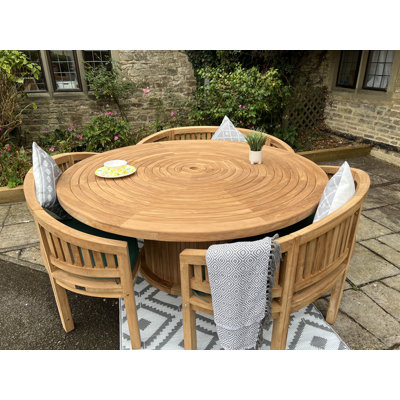 Harri 9 - Person Teak Wood Patio Dining Set with Round Table