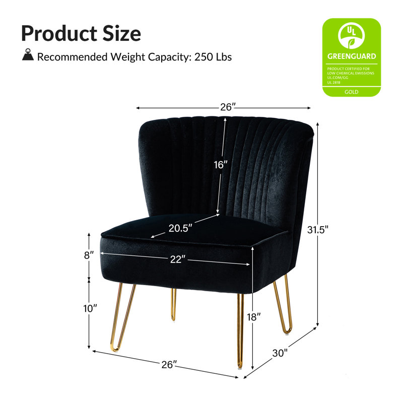 Chaise d'appoint en velours Euclid Glam, Noir