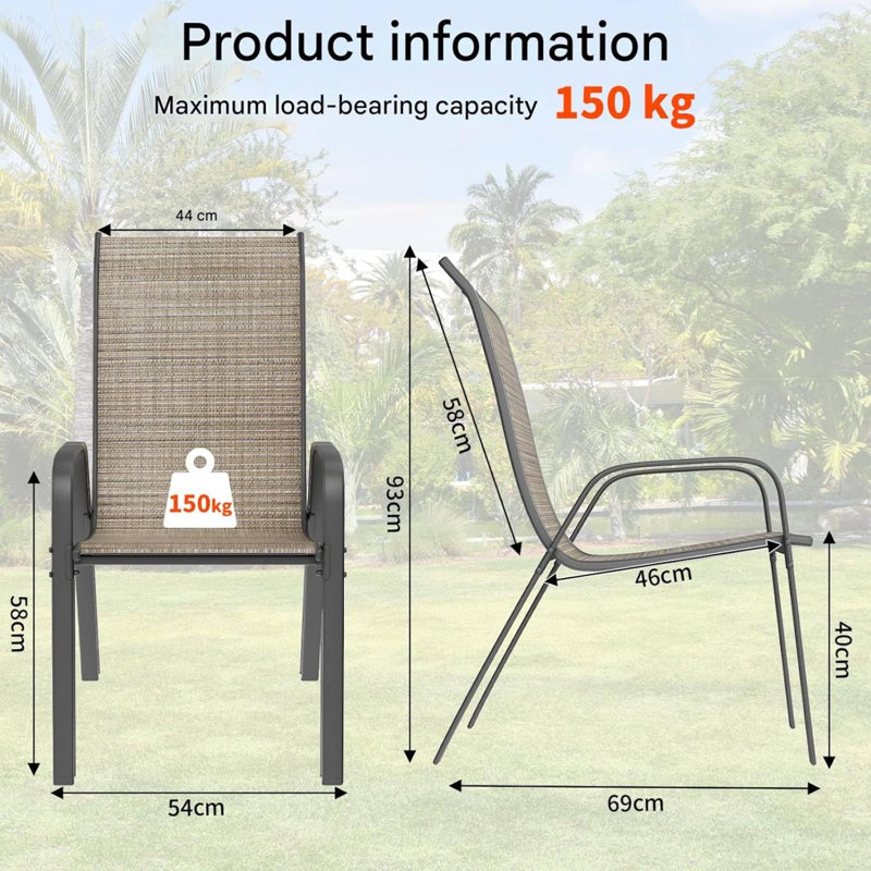 Stacking Patio Dining Side Chair, Brown