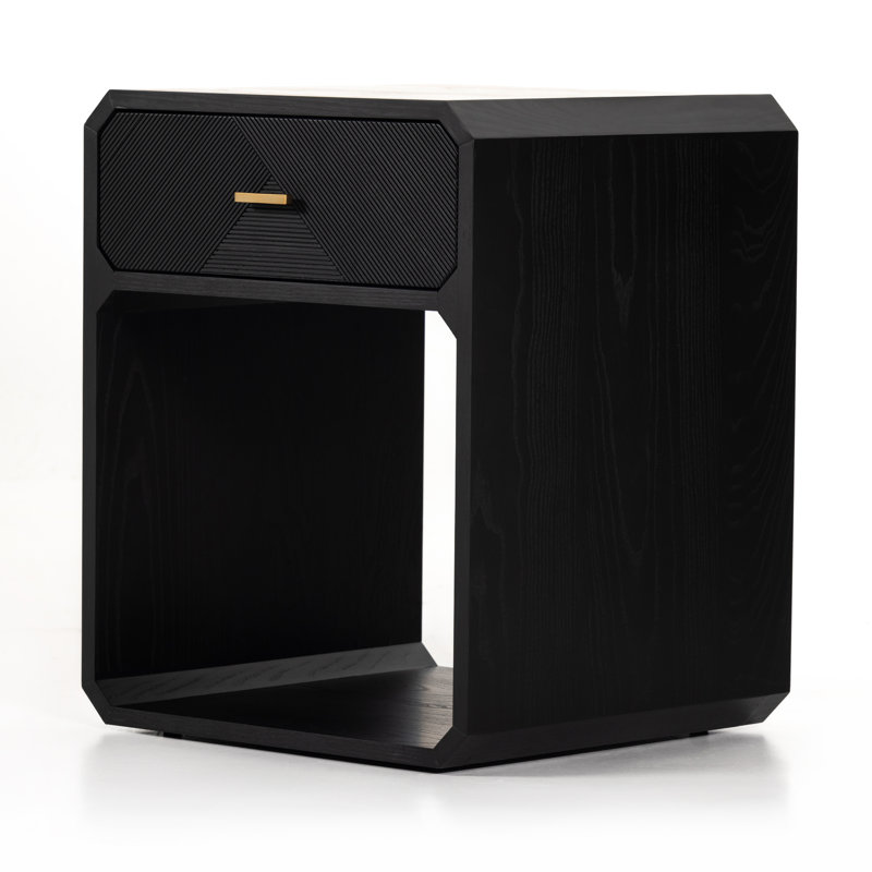 Caspian Nightstand-Black Ash Veneer, Black Ash