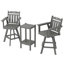 Chaises de salle à manger pivotantes en HDPE pour l'extérieur à haut dossier (ensemble de 2) + table d'appoint haute double couche