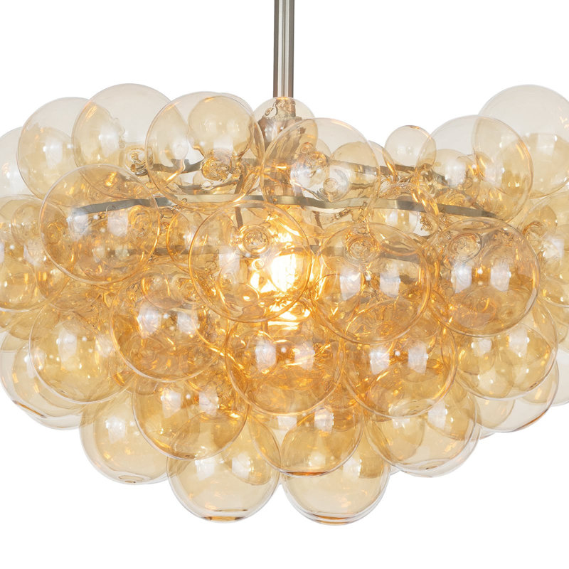 Lustre à bulles avec verre ambré, Nickel brossé