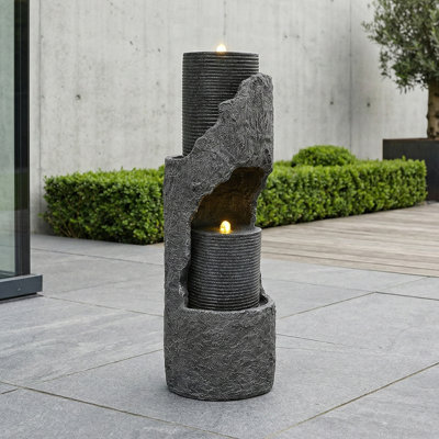 Outdoor Fountain with Lights