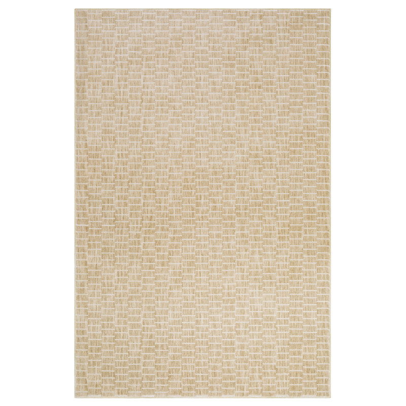 Orion Modern Geometric Lines Gold/ Beige Area Rug, Runner 2'3" x 7'7"