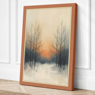 Winter Path at Dawn Scandinavian 1 Piece Wrapped Canvas Wall Art