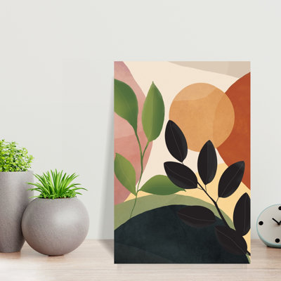 «Earthy Botanical Abstract Abstract Contemporary Minimalist Landscape Nature», reproduction d'art murale