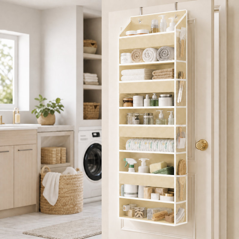 Ensemble de 2 organisateurs au-dessus de la porte, rangement à 5 couches avec 5 poches et 10 poches latérales en filet pour la chambre à coucher, la salle de bain, le garde-manger et la chambre de bébé