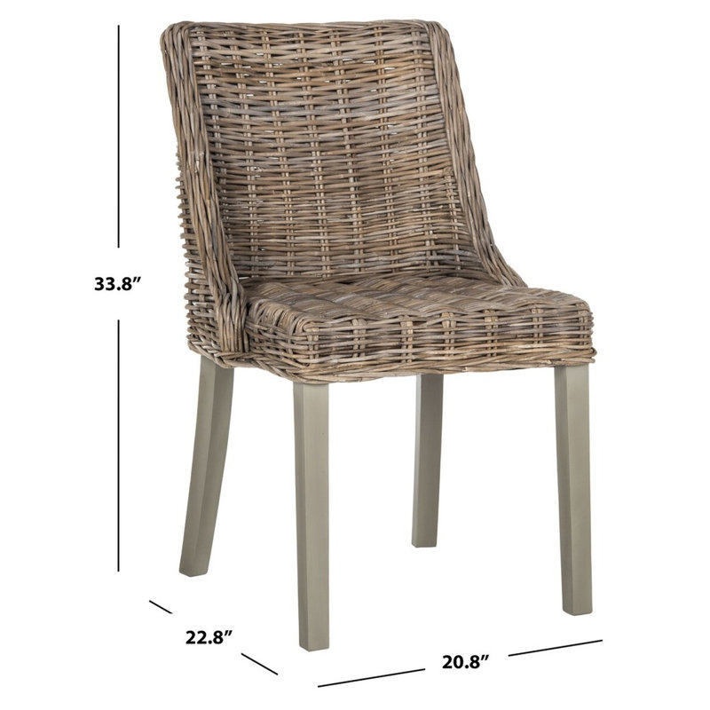 Chaise de salle à manger en osier 18 po Morvant avec poignée en cuir Morvant