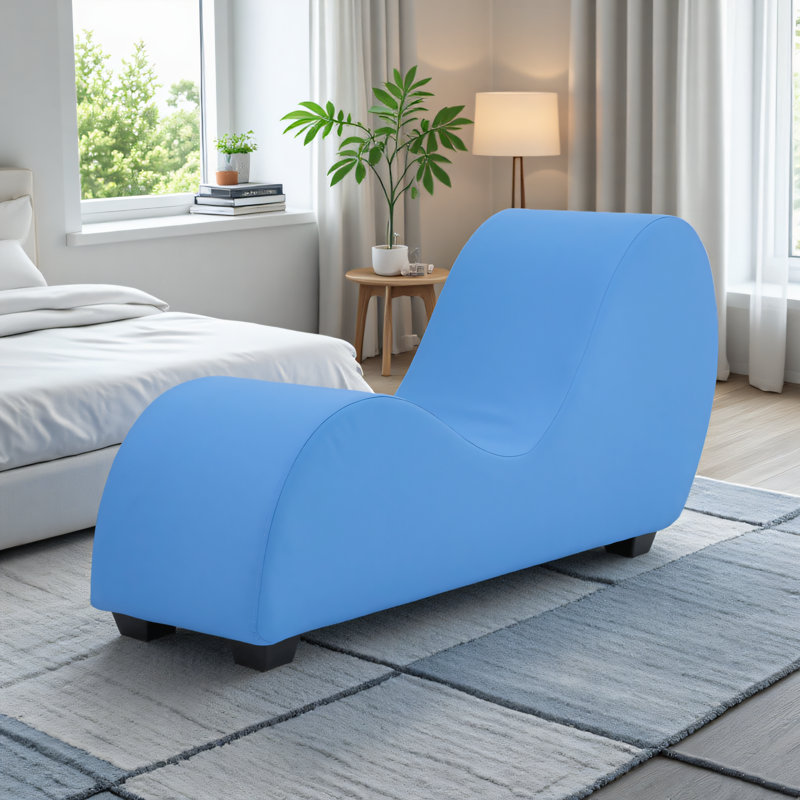 Faux Leather Chaise Lounge, Blue