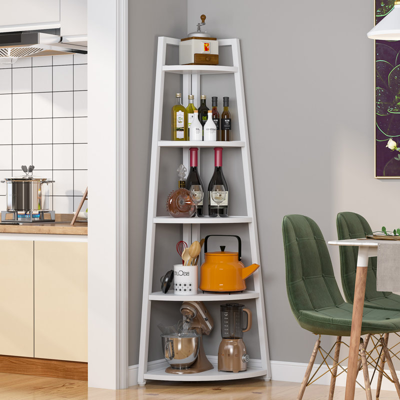 177.8cm H x 65cm W Metal Corner Bookcase, White