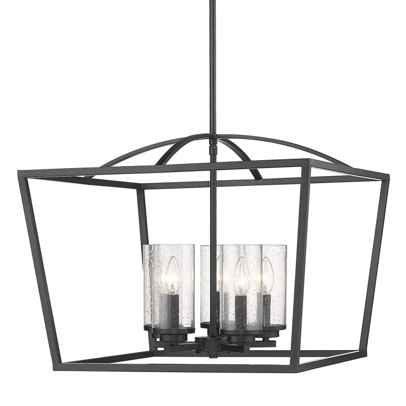 Lustre géométrique à 5 lumières Skegness, Noir mat avec décorations noires