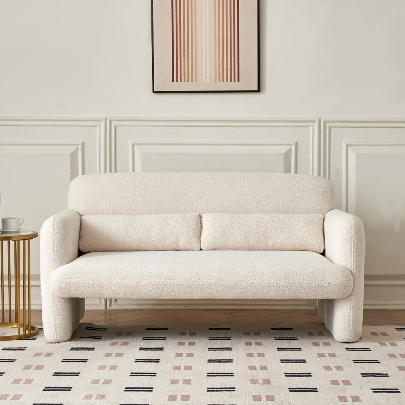 Petruna Upholstered 59.06'' Loveseat, Beige Textile